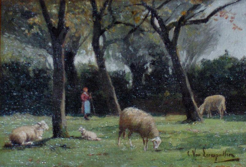  Shepherdess with sheep